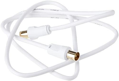 CDL Micro 1 m Gold Plated TV Aerial Cable (M-M) with Adapter (F-F) - White