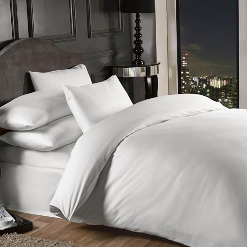 Emma Barclay Grosvenor - 1000 Thread Count Pin Stripe Duvet Set in White - Super King Bed