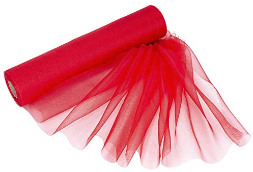 Trimming Shop Organza-Rolle, schneedurchsichtig, 25 m x 29 cm große Organza-Rolle für Stuhlschärpe, Tischläufer, Weihnachtsfeier, Hochzeitsdekoration, Heimwerkerprojekte, Rot