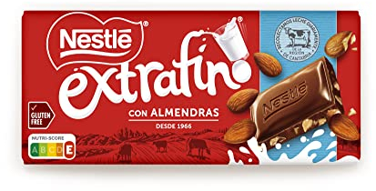 Nestle Extrafino Tableta de Chocolate con Leche y Almendras 123 g, sin Gluten