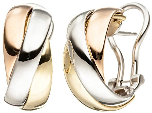 Ohrringe Creolen aus 585 Gold tricolor Gelbgold Weißgold Rotgold dreifarbig