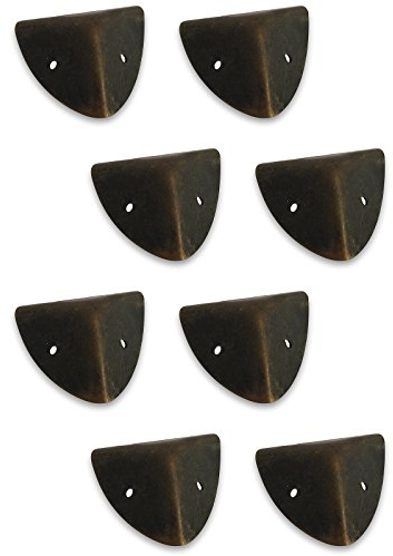 Creative Deco 8 x Eckenschutz Metall Brust Koffer Trunks Box Protektoren | 1,6 x 1,6 x 1,6 cm | Dunkelbraun | Ecken Perfekt für alle unsere Boxen