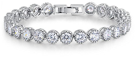 Kim Johanson Damen Tennis Armband *Emma* in Silber mit weißen Kristallen besetzt rhodiniert inkl. Schmuckbeutel