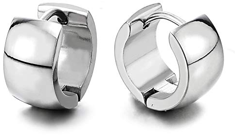 Gebogene Oberfläche Creolen Herren Damen, Edelstahl Huggie Ohr Manschette Ohrringe, Fake Piercing, Klassischer, Poliert