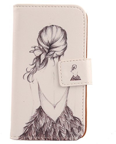Lankashi PU Flip Leder Tasche Hülle Case Cover Handytasche Schutzhülle Etui Skin Für Apple iPod Touch 7 / Touch 6 (Back Girl Design)
