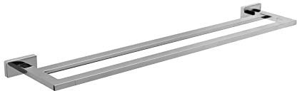 INDA | Portasalviette da Parete Doppio (66x13x3cm) | Serie Lea, in Ottone, Facile da Installare, con Viti e Tasselli, Anticorrosione, Design Essenziale - Cromato