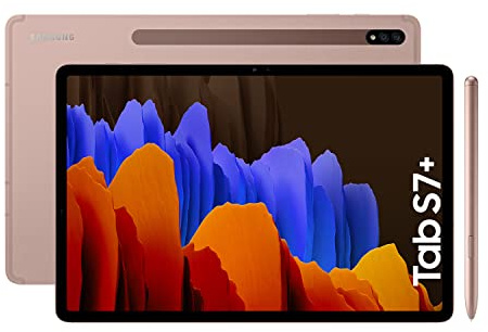 Samsung Galaxy Tab S7+ - Tablet de 12.4 QHD (5G, Procesador Qualcomm Snapdragon 865 Plus, RAM de 6GB, Almacenamiento de 128GB, Android 10, S Pen incluido) - Color Bronce [Versión española]