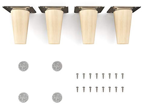Sossai Möbelfüße aus Naturholz Buche unbehandelt, Clif Round HMF1, 8 cm hoch, rund, gerade Ausführung, für Kommoden, Regale, Schränke