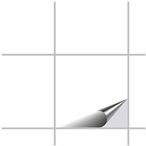 FoLIESEN Fliesenaufkleber - PVC-frei - 15x15 cm für Bad, Küche, Badezimmer - Fliesen-Folie selbstklebend - 5 Klebefliesen, .:Weiß matt