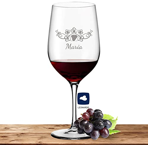 Deitert Leonardo Rotweinglas mit Namen oder Wunschtext graviert, 610ml, Ciao+, personalisiertes Premium Weinglas in Gastroqualität, (Weinrebe)