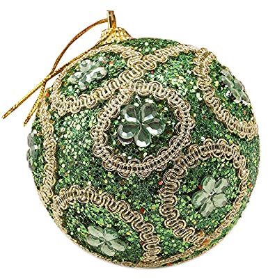 FeiliandaJJ 8cm Weihnachtskugeln Strass Glitzer Schaum Kugel Anhänger Christbaumkugeln Ornamente Weihnachten Deko Kugeln für Weihnachtsbaum Party Hochzeit Geburtstag Haus Bar Deko (Grün, 8cm)