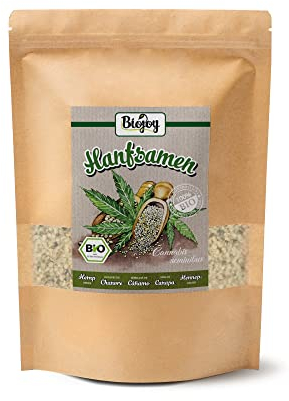 Biojoy Graines de chanvre décortiquées BIO (1 kg), crues et sans additifs
