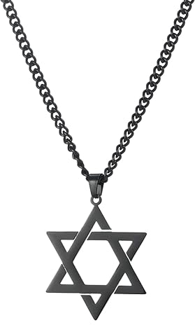 VASSAGO Davidstern Anhänger Halskette Salomon Sechsspitzer Stern Talisman Edelstahl Hexagramm jüdischer Israel Schmuck für Männer