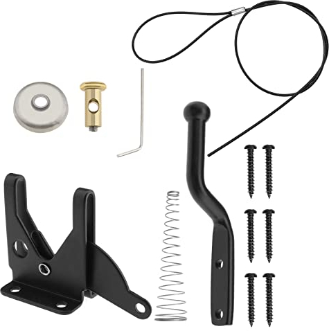 OTOTEC 1 Set Selbstschließendes Tor Gravity Latch Gravity Selbstschließende Verriegelung Selbstsichernder Riegel mit verstellbarem Torriegel Kabelzug Zubehör für Holztüren Vinyltüren