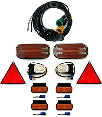 MelTruck Anhängerbeleuchtung SET LED Rückleuchten LAUFBLINKER 12V 24V 7,7m 13PIN Anhänger