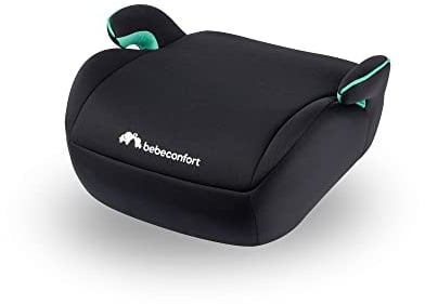 Bebeconfort Manga i-Safe Car Seat Booster, Car Booster Seat for 6 – 12 Years, 125–150cm, Child Booster Seat, Portable Car Seat, Lightweight (<1kg), Easy Belt Installation, Fully Padded, Full Black
