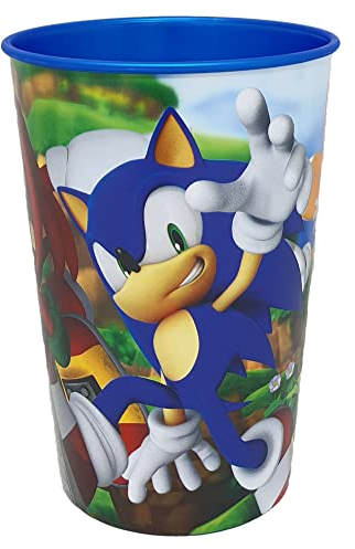 CARTOON Bicchiere Sonic, bicchiere per bambini, plastica riutilizzabile semirigida, BPA Free, capacità 260 ml