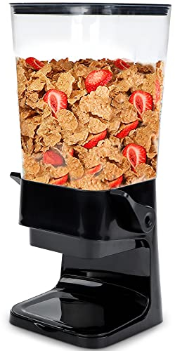 Tokokimo Cereal Dispenser, Crushed No Cereals When Dispensing, Wall Mounted Cereal Dispenser for Cornflakes, Pasta and Dry Food for Dogs, HBT: 42 x 16 x 16 cm, 5 L, Black - 1 Piece