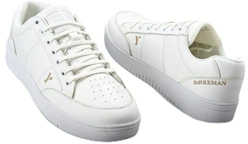 BAYKEMAN® hochwertige, komfortable echte Leder Schuhe Sneaker Herren Damen Jungen Mädchen (Weiss, eu_Footwear_Size_System, Adult, Men, Numeric, medium, Numeric_40)