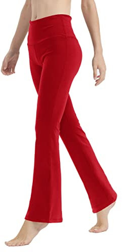 LaiEr Yogahose für Damen, Bauchkontrolle, Workout, Bootleg-Hose, hohe Taille, 4-Wege-Stretch-Hose mit Innentaschen(Red,Small)