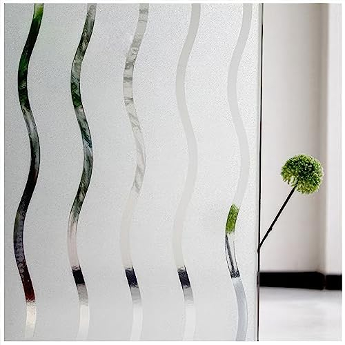 ForenTex Vinilo para Cristales de Ventana 90 x 200CM, Protección Solar UV y Privacidad Parcial, Autoestático, Extraíble, Patrón Ondas, Fácil de Instalar, Ideal para Hogar, Oficina