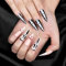 Kiiwah 48 Stück Halloween Künstliche Nägel zum Aufkleben, Schädel und Gespenster Full Cover Nagelspitzen, Lange Falsche Nägel für Frauen Damen für Halloween Party