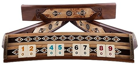 Helena Wood Art, Handgefertigtes Oval Rummy Set aus Holz inklusive Tasche, Okey Takimi, 100% Holz, Luxus Edition