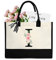 sundee Personalisierte Strandtasche aus Segeltuch mit Innentasche mit Reißverschluss, monogrammierte Geschenktasche für Hochzeit, Geburtstag, Urlaub, Schwarzer Buchstabe I, One Size