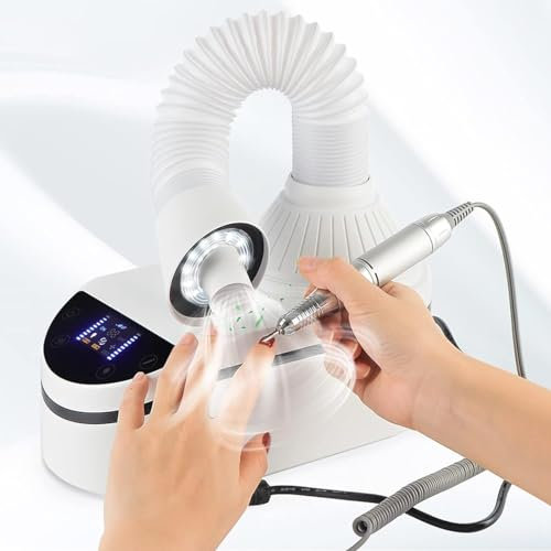 XLTEAM Aspirateur À Ongles, Aspirateur De Bureau Double Usage 230 W, avec Lumière LED, Vitesse du Vent Réglable, Rotation Libre À 360 °, pour Salon De Manucure Et Pédicure À Domicile