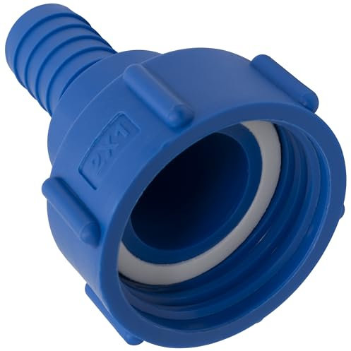 AERZETIX - C73891 - Raccord adaptateur femelle S60x6 mm vers embout cannelé 1'' pour cuve IBC-GRV - en plastique - couleur bleu - réducteur réservoir d'eau arrosage