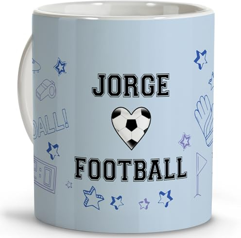 LolaPix Taza de futbol. Entrenamiento futbol. Regalos para deportistas. Tazas originales para regalar. Tazas personalizadas. Taza cerámica 330 ml. Futbol