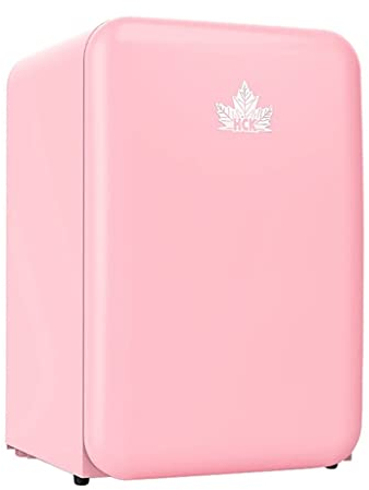 Suuim Refrigerador para vinos 107L, refrigerador para vinos Retro de Doble Zona, refrigerador doméstico de Vidrio Templado de una Sola Puerta, Bodega Independiente (Rosa 55 * 58 * 84 cm)