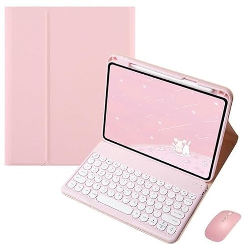 Keyboard Case for iPad Air 11 inch 2025/2024 with Mouse, with Detachable Bluetooth Keyboard and Pencil Holder,Aslo for Air 5/4/Pro 11 (Pink, iPad Air 11/5/4/Pro 11)