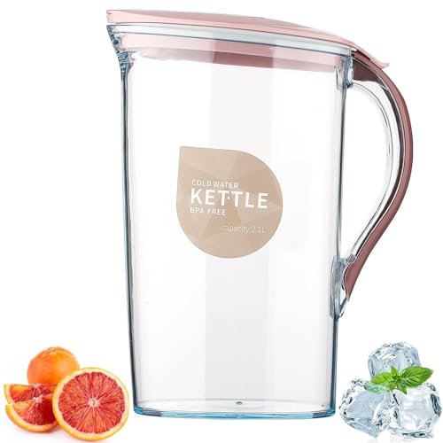 Pot à eau Pour Réfrigérateur, un Pichet D’eau Sans BPA, Pichet en Plastique, avec Graduation Intégrée, Convient Pour le Lait,le thé, le Café et L'eau Chaude, Gallon Rouge