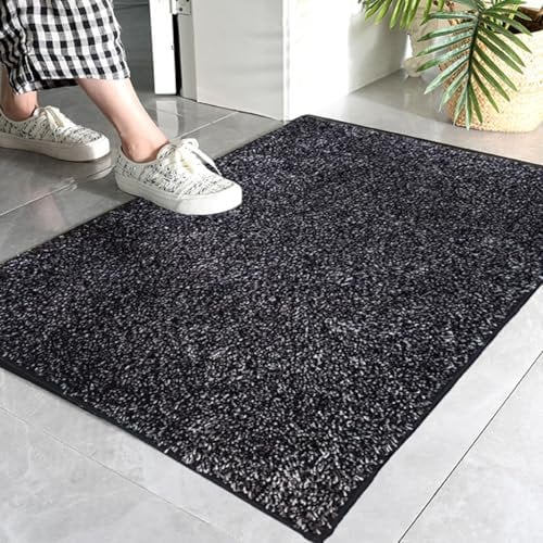 Taiyuhomes Door Mats Indoor Outdoor Doormat Washable For Pets Door Matts Duty Non-slip Entrance Mat Super Absorbent Front Door Mat For Kitchen Bathroom (Black 80x150cm)