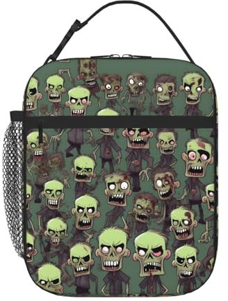 Many Zombies Print Insulated Lunch Box Bag,Reusable Leakproof Lunch Tote Bag, For Work Office Picnic Beach