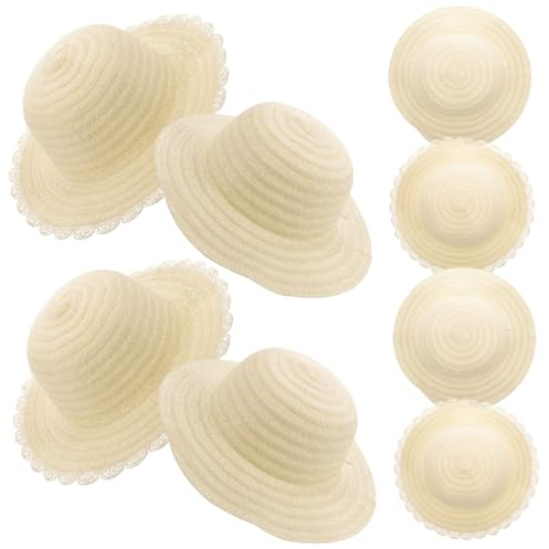 BCOATH 8stücke Strandkappen Aus Stroh Für Junge Mädchen Zum Selbermachen Diy-sonnenhüte Zum Bemalen Und Dekorieren Für Bastelprojekte Und Geburtstagsfeiern