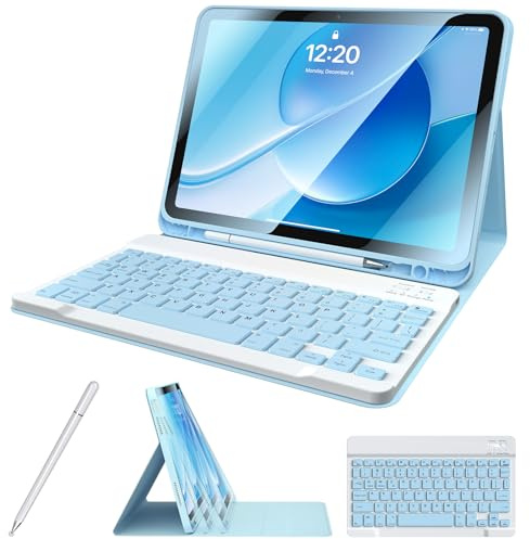 Kiloob Custodia per iPad di 10a generazione con tastiera con portapenne e disco magnetico penna stilo universale da 11,9 pollici wireless staccabile Folio Keyboard Cover per nuovo iPad 10a generazione