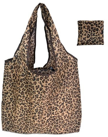 JSGHGDF Sac à provisions pliable réutilisable et pratique, sac élégant et pratique avec grande capacité, léger pour, imprimé léopard, Medium