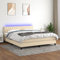 KOIECETA Boxspringbett mit Matratze & LED Creme 180x200 cm Stoff