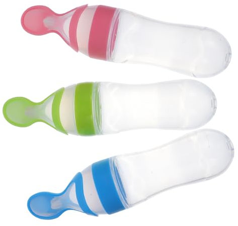 VICASKY Fütterungsflaschen Quetschbare Reisbrei Flaschen Für Kleinkinder Sicheres Zubehör Für Die Babyernährung Pink Und