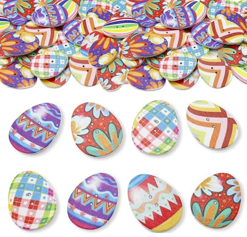 ParPix 50 Stück Holz Ostereier Deko Konfetti, 3,1cm Bunt Eier Deko Confetti, Streudeko Oster Deko, Tischdeko Ostern Deko Eier, Holzeier Osterdeko Konfetti, Basteln Eiern Osterdekoration Confetti