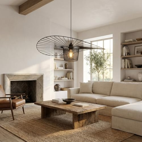 BARCELONA LED Hängeleuchte Pamela 80 cm Designer-Pendelleuchte in Schwarz – Modern und avantgardistisch. E27-Fassung. Hängeleuchte für Kücheninsel, Wohnzimmer und Esszimmer.