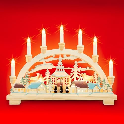 SIKORA LB11-2 liebevoll colorierter Schwibbogen STERNSINGER mit elektrischer Beleuchtung B:45cm