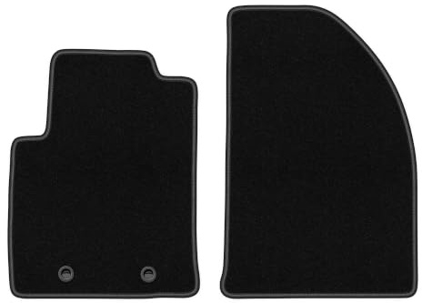 Velours-Fußmatten vorne passend für Ford Fusion 2005-2012, Schwarz, BASIC | passend für Schrägheck; dünner Velours-Teppich (Polypropylen), ca. 4 mm; rutschfest, ovale Befestigungen (Typ OWAL)