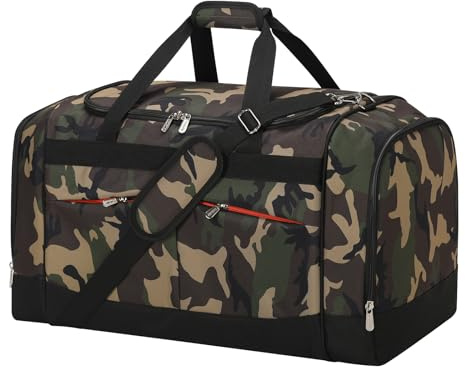 65L Sporttasche Herren Groß - 24 inch Reisetasche mit Hartem Boden und Schuhfach für Sport/Reisen 60x33x35cm-Tarnung