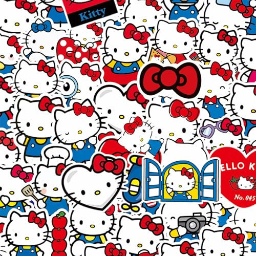 Adesivi a forma di gattino, 100 pezzi, Kawaii, per adolescenti e adulti, impermeabili, in vinile, per bottiglia d'acqua, laptop, telefono, skateboard, chitarra, valigia, bici