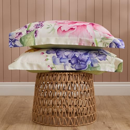 Voyage Maison Idalia Pillowcase Pair – 100% Cotton Sateen Floral Butterfly (Fuchsia)