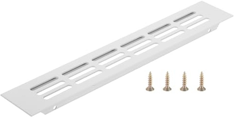 PATIKIL Door Air Vent Cover 42mm x 250mm (Outer Dimensions) White | Aluminum Louvered Ventilation,Grille Rectangle Toe Kick Vent with Mounting Screws for Shoe Cabinet Wardrobe