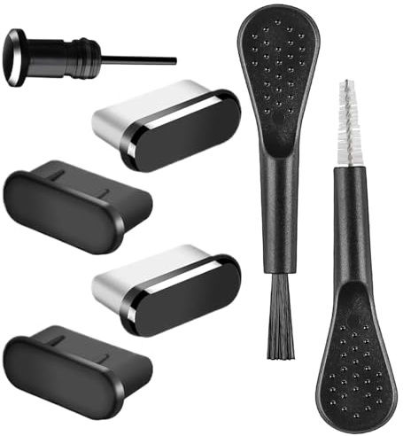 Ungtyb Charger Port Cover, Phones Charging Protector, Soft Brush Cleaning Kit, Dustproof Plug Cap Set, Anti-Debris Seal for Mobile Phone Travel Speaker Outdoor USB Outlet Charging Use 2.56x0.59in